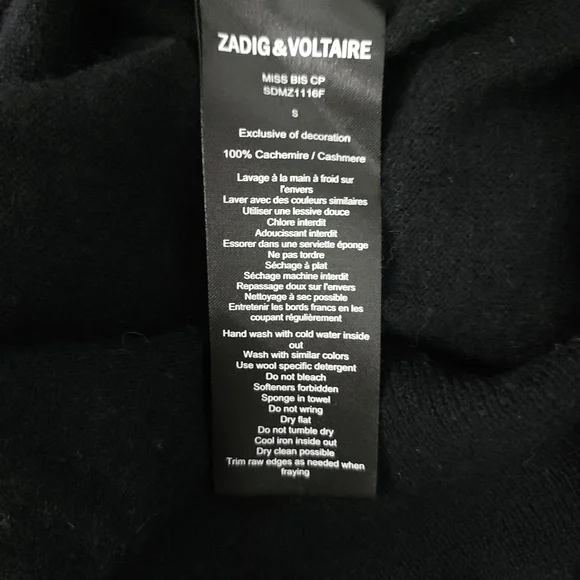 Zadig & Voltaire Cashmere Miss Bis CP Black Skull Sweater - Picture 6 of 9